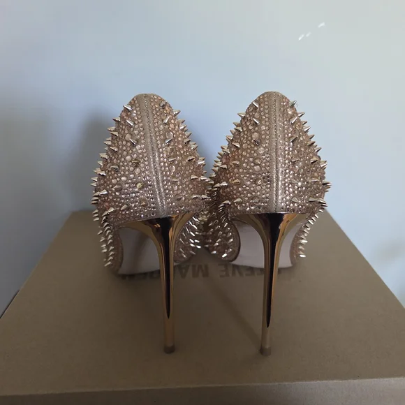 Steve Madden Gold Studded Women's Heels - Picture 3 of 5